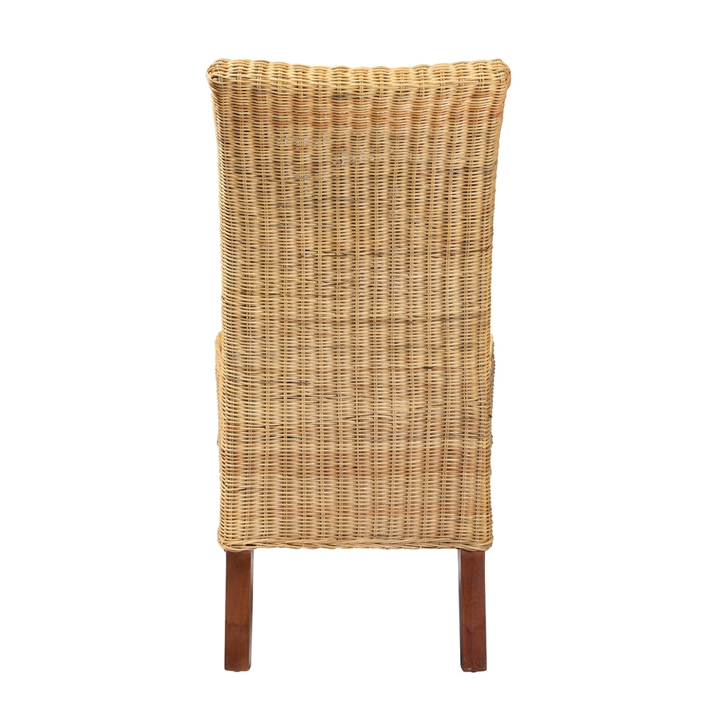 Baxton Studio Shamara Modern Bohemian Natural Rattan And Mahogany Wood Dining Chair