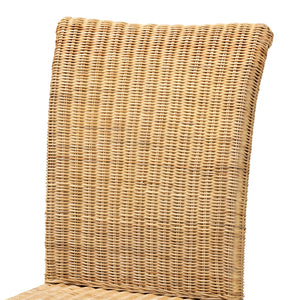 Baxton Studio Shamara Modern Bohemian Natural Rattan And Mahogany Wood Dining Chair