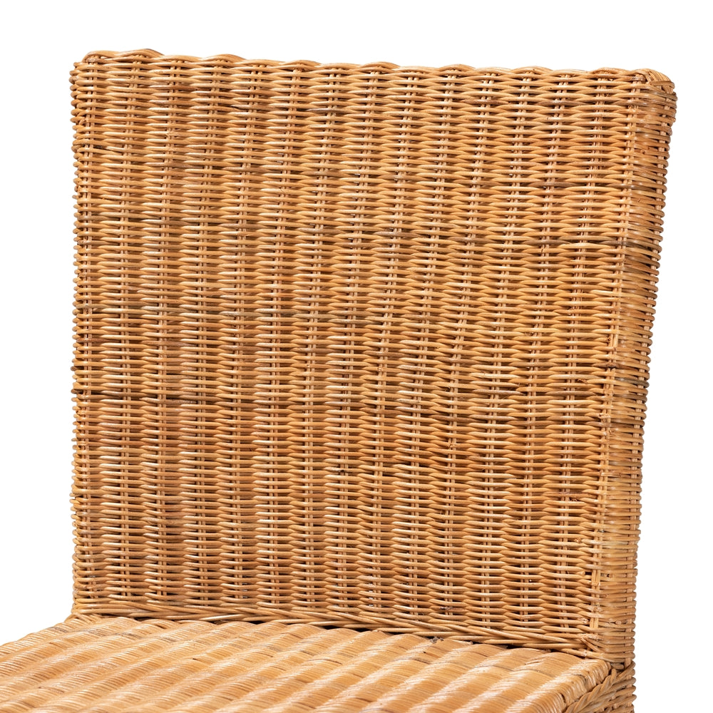 Baxton Studio Racquel Modern Bohemian Natural Rattan And Mahogany Wood Counter Stool