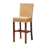 Load image into Gallery viewer, Baxton Studio Racquel Modern Bohemian Natural Rattan And Mahogany Wood Bar Stool
