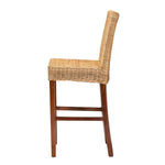 Load image into Gallery viewer, Baxton Studio Racquel Modern Bohemian Natural Rattan And Mahogany Wood Bar Stool
