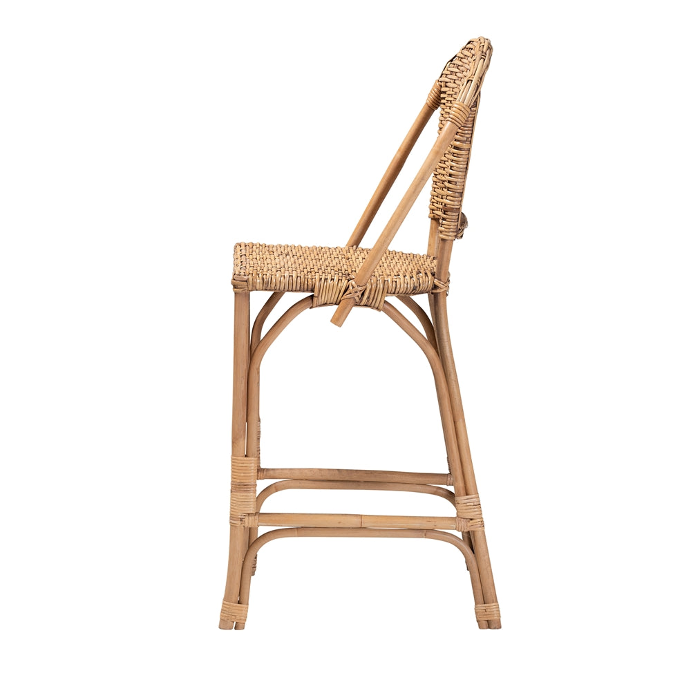 Baxton Studio Neola Modern Bohemian Natural Rattan Bar Stool