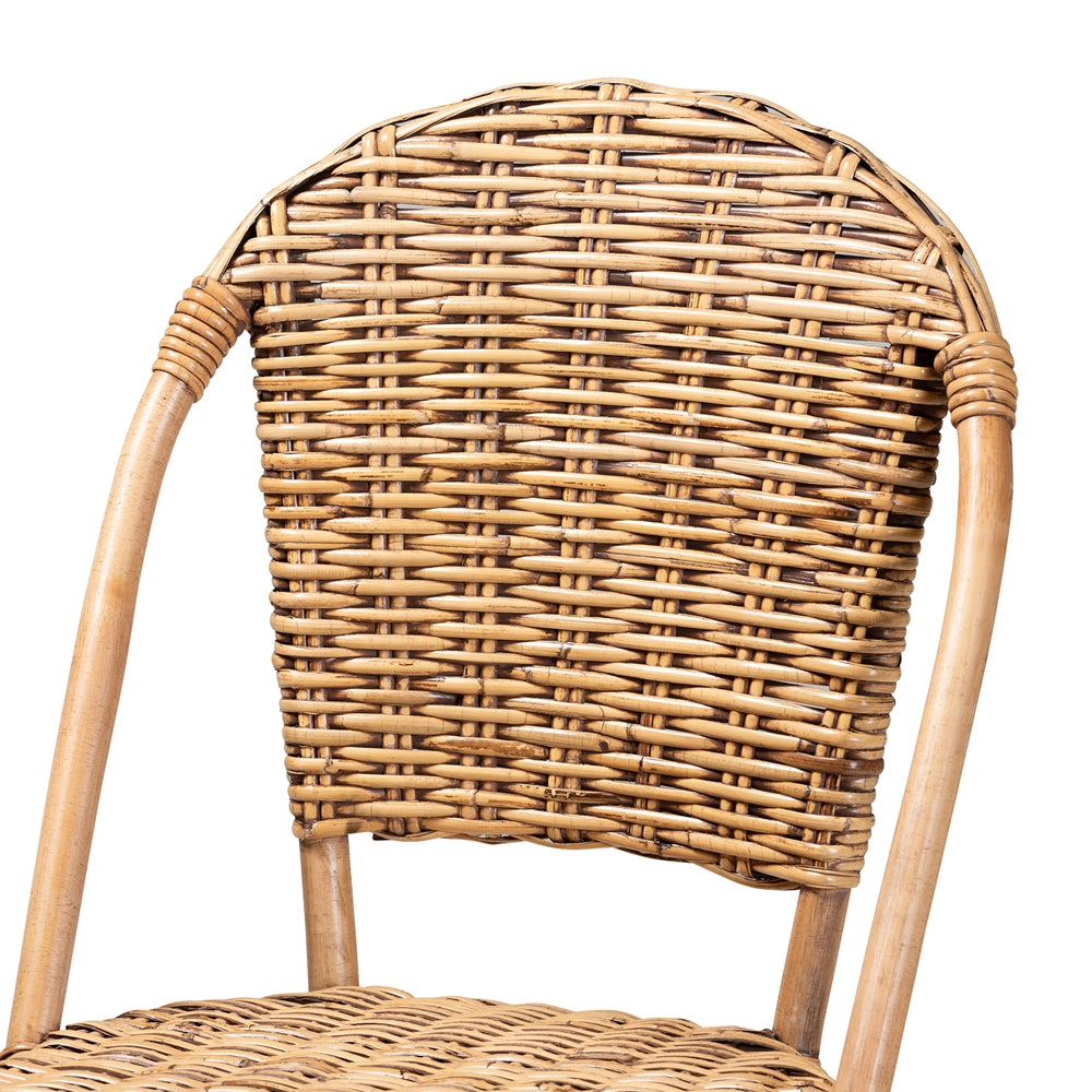 Baxton Studio Neola Modern Bohemian Natural Rattan Bar Stool