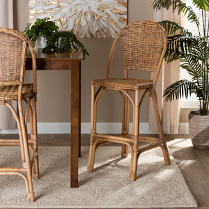 Baxton Studio Neola Modern Bohemian Natural Rattan Bar Stool