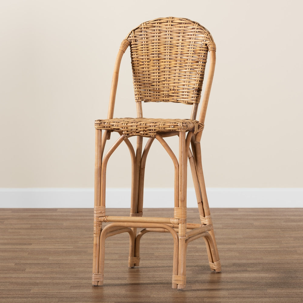 Baxton Studio Neola Modern Bohemian Natural Rattan Bar Stool