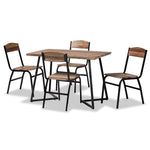 Load image into Gallery viewer, Baxton Studio Roana Modern And Contemporary Walnut Brown Finished Wood And Black Metal 5-Piece Dining Set
