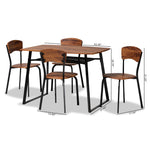 Load image into Gallery viewer, Baxton Studio Elida Modern And Contemporary Walnut Brown Finished Wood And Black Metal 5-Piece Dining Set
