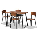 Load image into Gallery viewer, Baxton Studio Elida Modern And Contemporary Walnut Brown Finished Wood And Black Metal 5-Piece Dining Set
