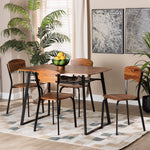 Load image into Gallery viewer, Baxton Studio Elida Modern And Contemporary Walnut Brown Finished Wood And Black Metal 5-Piece Dining Set
