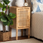 Load image into Gallery viewer, Baxton Studio Vivan Modern Bohemian Natural Brown Rattan 1-Door Nightstand
