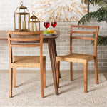 Load image into Gallery viewer, Baxton Studio Arthur Mid-Century Modern Walnut Brown Mahogany Wood And Natural Rattan 2-Piece Dining Chair Set
