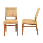 Load image into Gallery viewer, Baxton Studio Lesia Modern Bohemian Natural Brown Rattan And Walnut Brown Mahogany Wood 2-Piece Dining Chair Set
