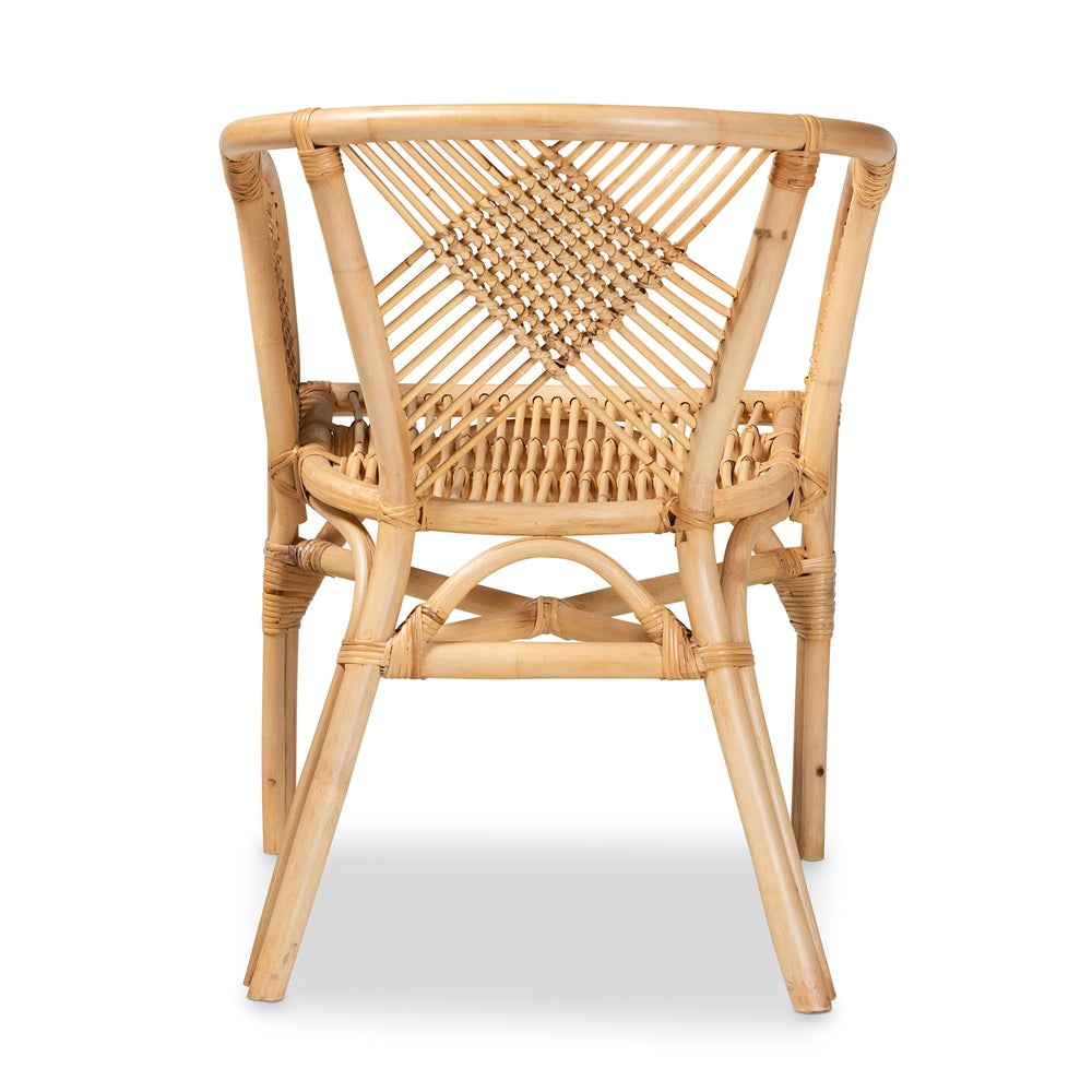 Baxton Studio Kagama Modern Bohemian Natural Brown Rattan Dining Chair