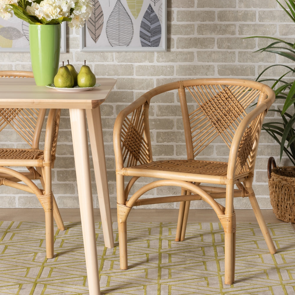 Baxton Studio Kagama Modern Bohemian Natural Brown Rattan Dining Chair