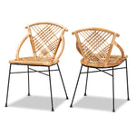 Load image into Gallery viewer, Baxton Studio Pro Modern Bohemian Natural Brown Rattan And Black Metal 2-Piece Dining Chair Set
