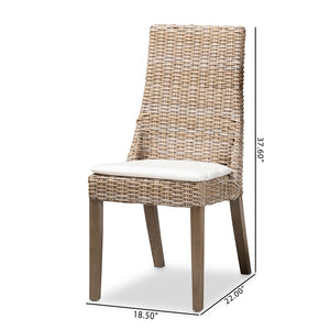 Baxton Studio Toby Modern Bohemian Grey Rattan 2-Piece Dining Chair Set