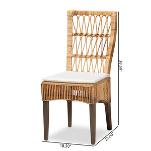 Baxton Studio Sullivan Modern Bohemian Natural Brown Rattan 2-Piece Dining Chair Set