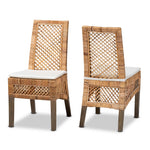 Load image into Gallery viewer, Baxton Studio Argos Modern Bohemian Natural Brown Rattan 2-Piece Dining Chair Set
