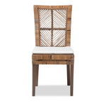 Load image into Gallery viewer, Baxton Studio Laluna Modern Bohemian Greywashed Natural Rattan And Mahogany Dining Chair With Cushion
