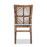 Load image into Gallery viewer, Baxton Studio Laluna Modern Bohemian Greywashed Natural Rattan And Mahogany Dining Chair With Cushion
