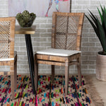 Load image into Gallery viewer, Baxton Studio Laluna Modern Bohemian Greywashed Natural Rattan And Mahogany Dining Chair With Cushion
