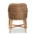 Load image into Gallery viewer, Baxton Studio Kyle Modern Bohemian Natural Brown Woven Rattan Dining Arm Chair With Cushion
