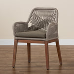 Load image into Gallery viewer, Baxton Studio Jennifer Mid-Century Transitional Grey Woven Rope Mahogany Dining Arm Chair
