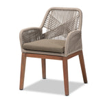 Load image into Gallery viewer, Baxton Studio Jennifer Mid-Century Transitional Grey Woven Rope Mahogany Dining Arm Chair
