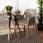 Load image into Gallery viewer, Baxton Studio Jennifer Mid-Century Transitional Grey Woven Rope Mahogany Dining Arm Chair
