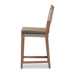 Load image into Gallery viewer, Baxton Studio Heyna Mid-Century Transitional Grey Woven Rope Mahogany Counter Stool
