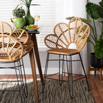 Load image into Gallery viewer, Baxton Studio Garan Modern Bohemian Natural Brown Rattan And Black Metal Counter Stool
