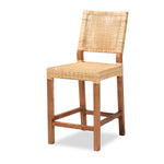 Load image into Gallery viewer, Baxton Studio Lesia Modern Bohemian Natural Brown Rattan And Walnut Brown Mahogany Wood Counter Stool
