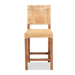 Load image into Gallery viewer, Baxton Studio Lesia Modern Bohemian Natural Brown Rattan And Walnut Brown Mahogany Wood Counter Stool
