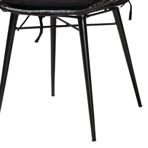 Baxton Studio Sabelle Modern Bohemian Black Finished Rattan And Metal 2-Piece Dining Chair Set