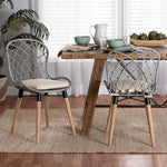 Load image into Gallery viewer, Baxton Studio Sabelle Modern Bohemian Natural Brown Finished Teak Wood And Light Blue Rattan 2-Piece Dining Chair Set
