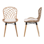 Load image into Gallery viewer, Baxton Studio Sabelle Modern Bohemian Natural Brown Finished Teak Wood And Greywashed Rattan 2-Piece Dining Chair Set
