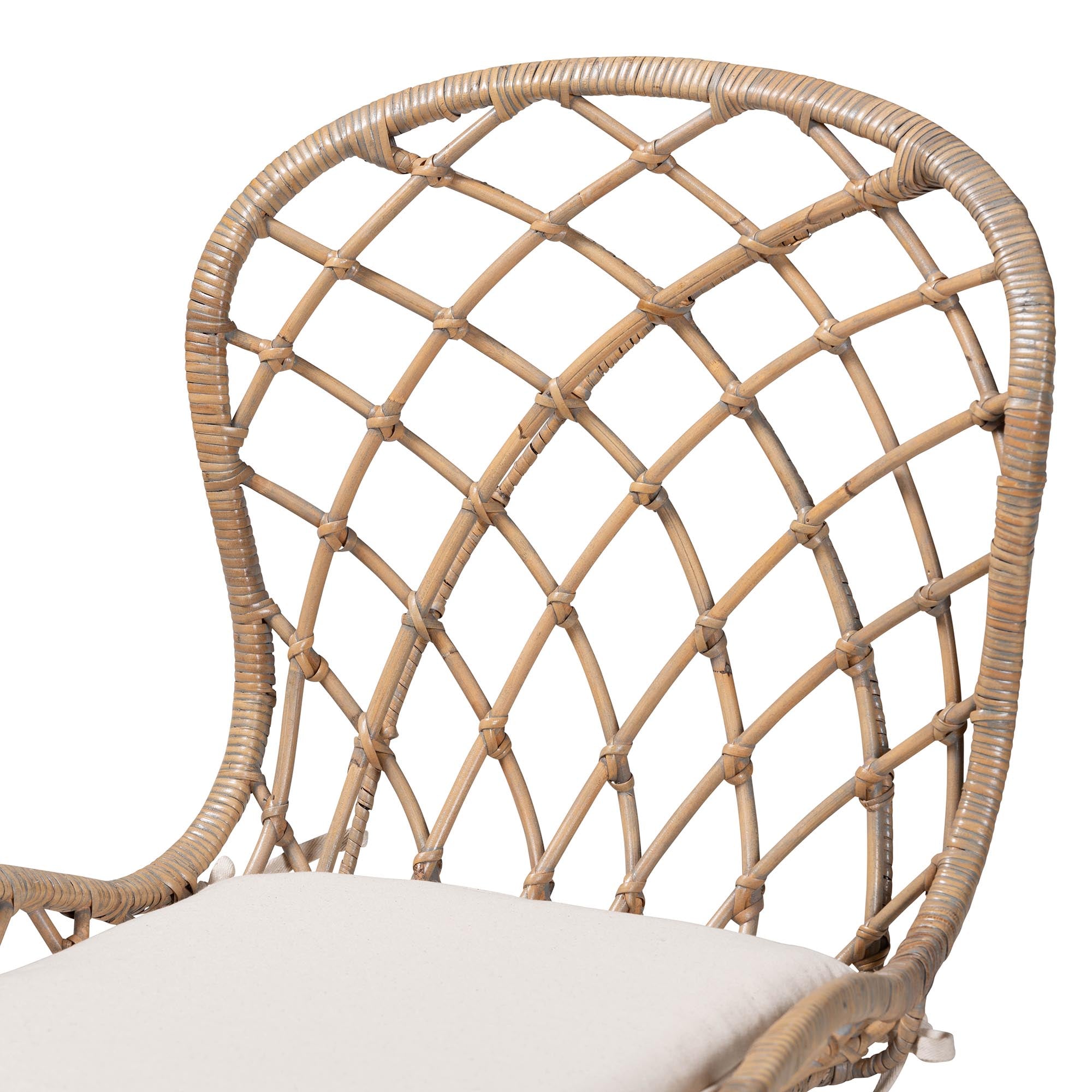 Baxton Studio Sabelle Modern Bohemian Natural Brown Finished Teak Wood And Greywashed Rattan 2-Piece Dining Chair Set