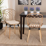 Load image into Gallery viewer, Baxton Studio Sabelle Modern Bohemian Natural Brown Finished Teak Wood And Greywashed Rattan 2-Piece Dining Chair Set
