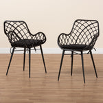 Load image into Gallery viewer, Baxton Studio Ballerina Modern Bohemian Black Finished Rattan And Metal 2-Piece Dining Chair Set
