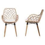 Load image into Gallery viewer, Baxton Studio Ballerina Modern Bohemian Natural Brown Finished Teak Wood And Greywashed Rattan 2-Piece Dining Chair Set
