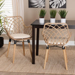 Load image into Gallery viewer, Baxton Studio Ballerina Modern Bohemian Natural Brown Finished Teak Wood And Greywashed Rattan 2-Piece Dining Chair Set
