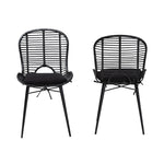 Load image into Gallery viewer, Baxton Studio Brenna Modern Bohemian Black Finished Rattan And Metal 2-Piece Dining Chair Set
