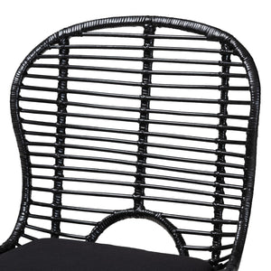 Baxton Studio Brenna Modern Bohemian Black Finished Rattan And Metal 2-Piece Dining Chair Set