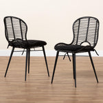 Load image into Gallery viewer, Baxton Studio Brenna Modern Bohemian Black Finished Rattan And Metal 2-Piece Dining Chair Set
