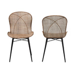 Load image into Gallery viewer, Baxton Studio Sabelle Japandi Greywashed Rattan And Black Metal 2-Piece Dining Chair Set
