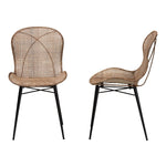 Load image into Gallery viewer, Baxton Studio Sabelle Japandi Greywashed Rattan And Black Metal 2-Piece Dining Chair Set
