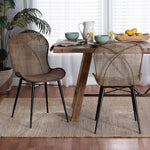 Load image into Gallery viewer, Baxton Studio Sabelle Japandi Greywashed Rattan And Black Metal 2-Piece Dining Chair Set
