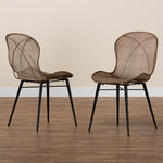 Load image into Gallery viewer, Baxton Studio Sabelle Japandi Greywashed Rattan And Black Metal 2-Piece Dining Chair Set
