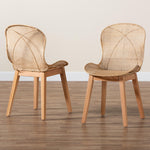 Load image into Gallery viewer, Baxton Studio Sabelle Japandi Natural Brown Mahogany And Rattan 2-Piece Dining Chair Set
