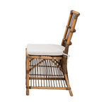 Load image into Gallery viewer, Baxton Studio Kim Modern Bohemian White Fabric And Natural Brown Rattan Dining Chair
